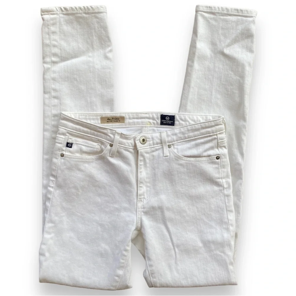 AG Adriano Goldschmied White The Prima Mid-Rise Cigarette Jeans Size 26 - Picture 6 of 16